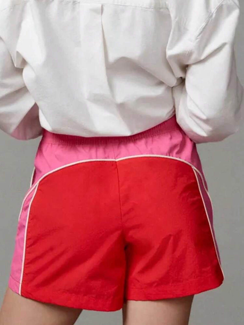 BDG Pink & Red Colorblock Athletic Shorts